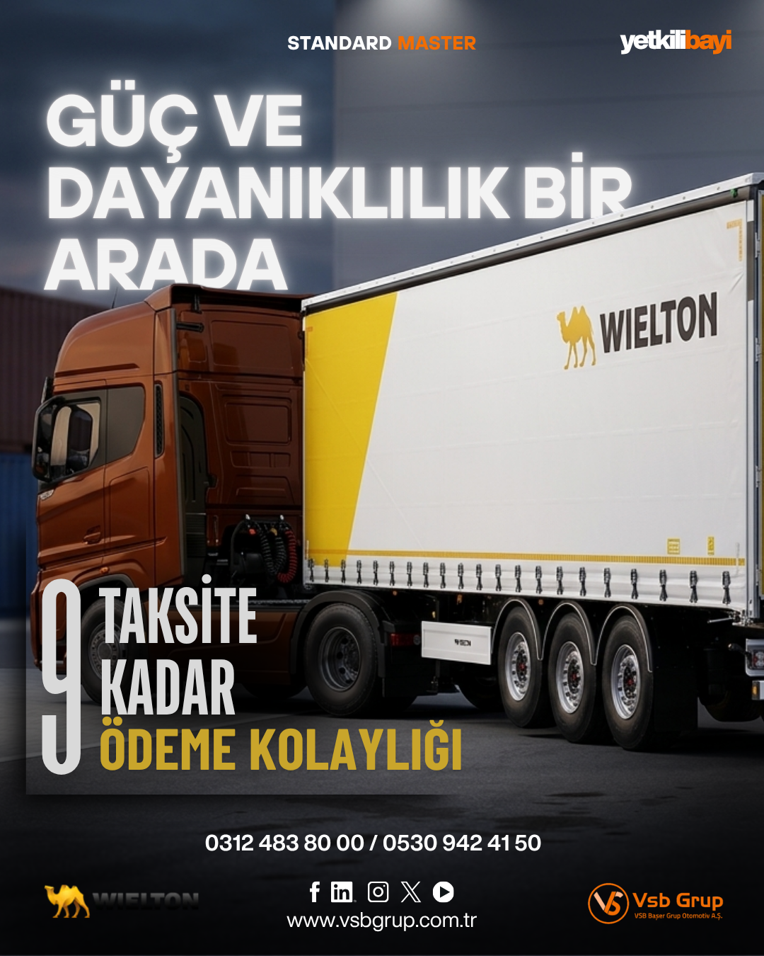 Wielton Standard Master'da Tüm Kartlarda Geçerli 9 Taksite Kadar Ödeme Kolaylığı!