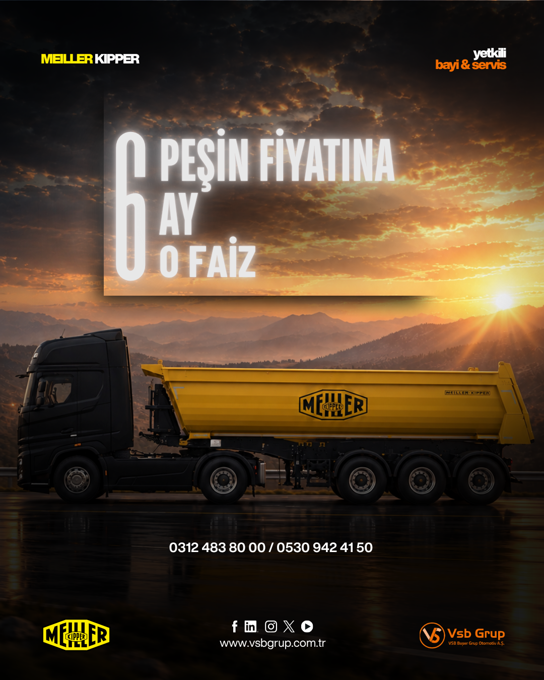 MEILLER KIPPER PEŞİN FİYATINA 6 AY 0 FAİZ!