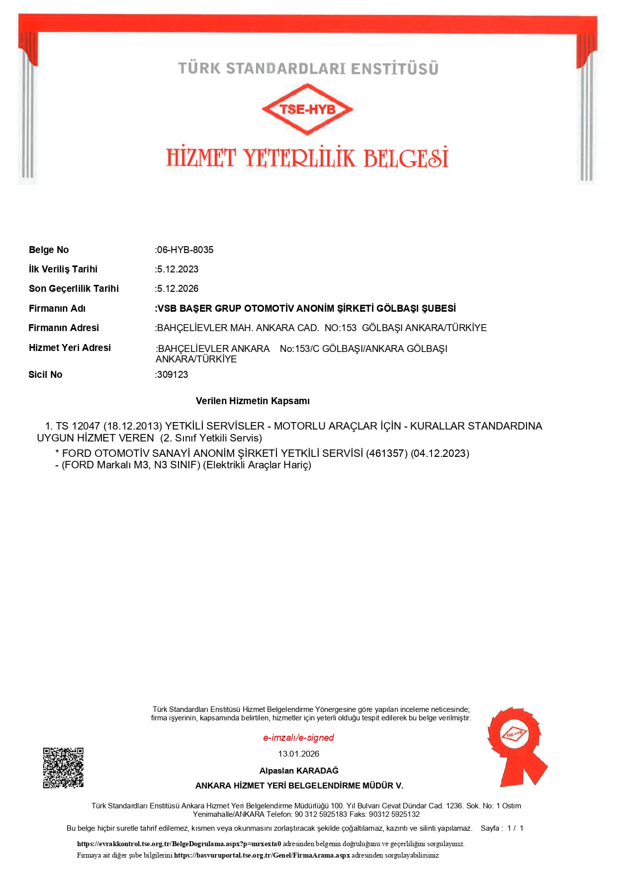 ISO/TSE Belgelerimiz