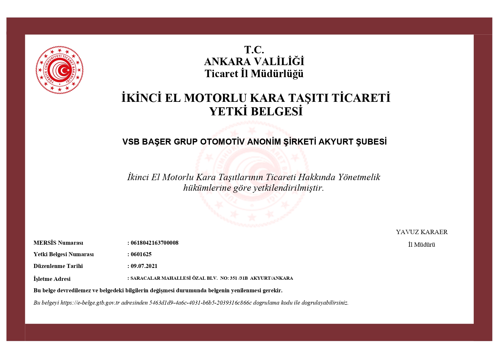 ISO/TSE Belgelerimiz